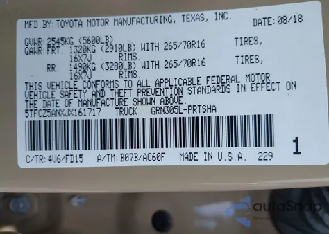 2018 Toyota Tacoma Trd Off Road from USA, damaged, VIN 5TFCZ5ANXJX161717